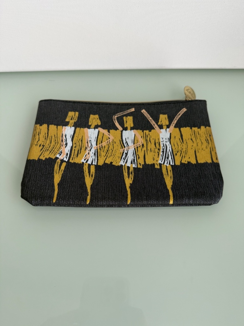 Ipsy Black Gold White Cosmetic Makeup Bag Zip Pouch